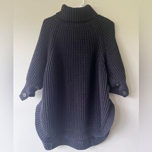 women’s black J. Crew heavy knit turtle neck sweater Half sleeve size L/XL